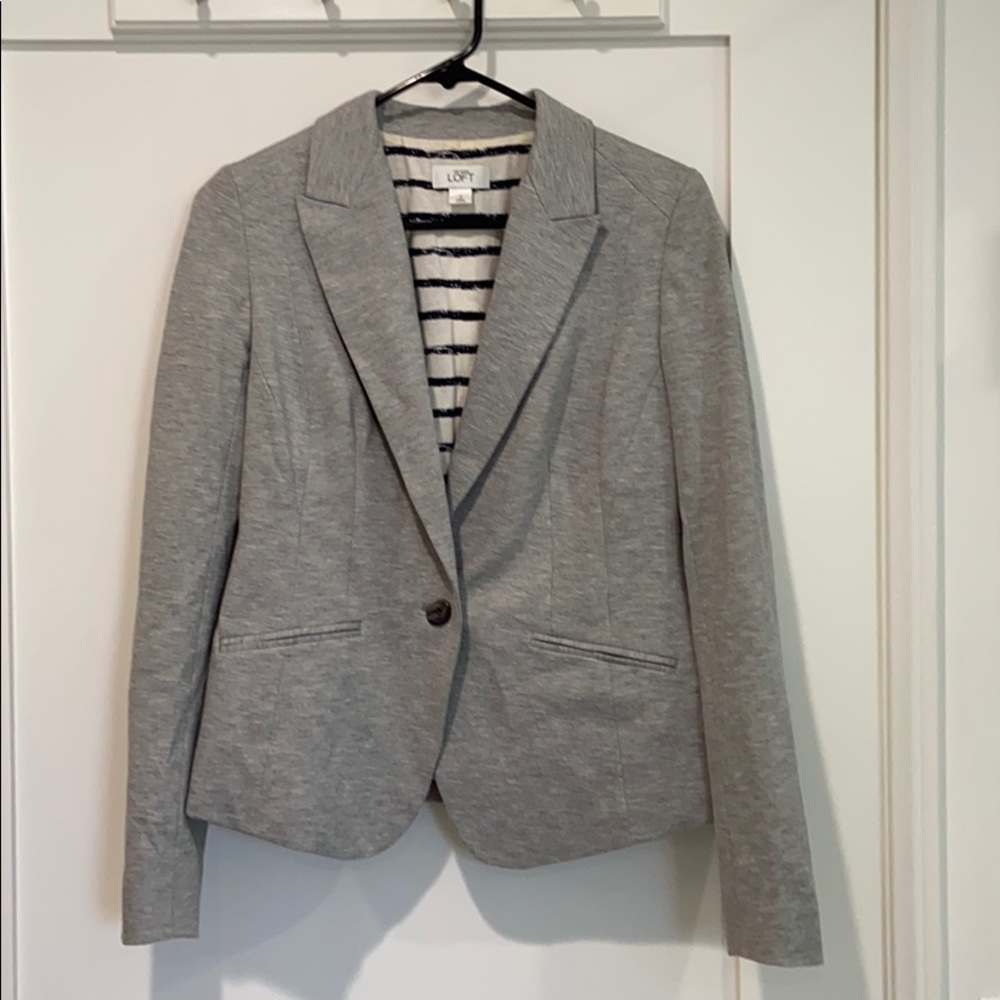 Ann Taylor LOFT gray knit blazer